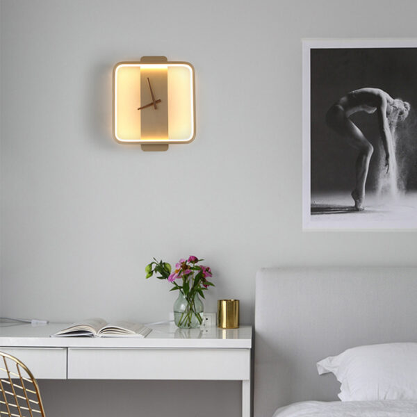 Nordic Wall Lamp Bedroom Bedside Lamp Clock Modeling Lamp - Image 5